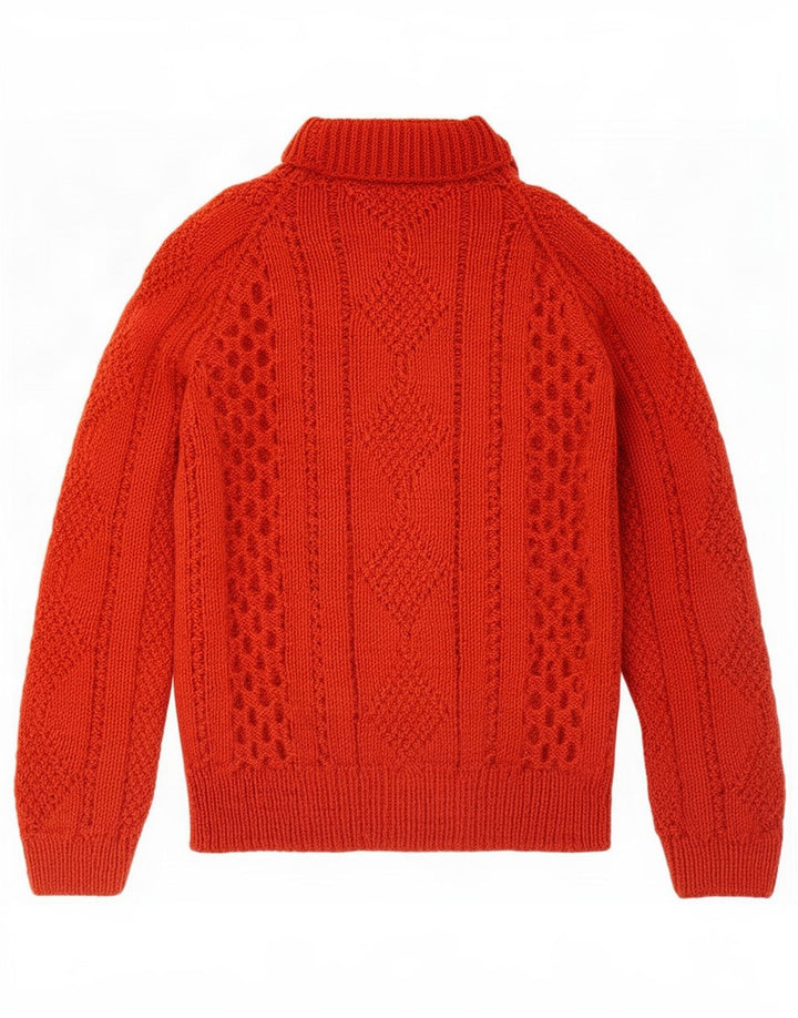 vintage Femmes Roll Neck Jumper Pull UK 12 Orange Moyen