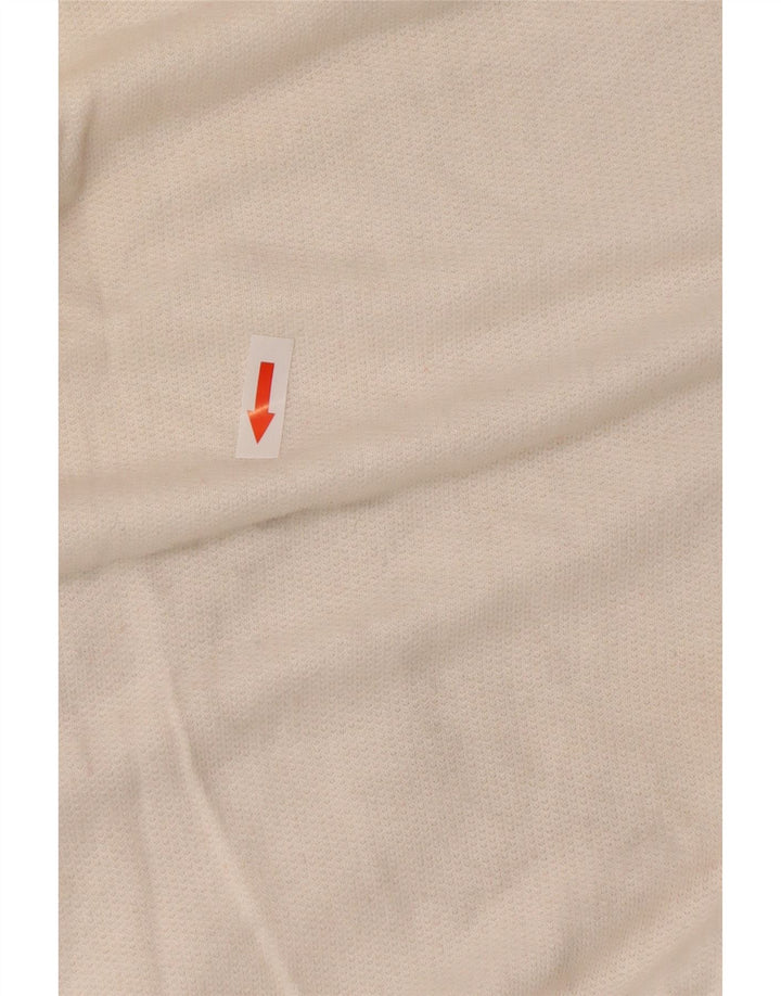 vintage Femme Bouton Cou Sweatshirt Jumper IT 44 Medium White Colourblock