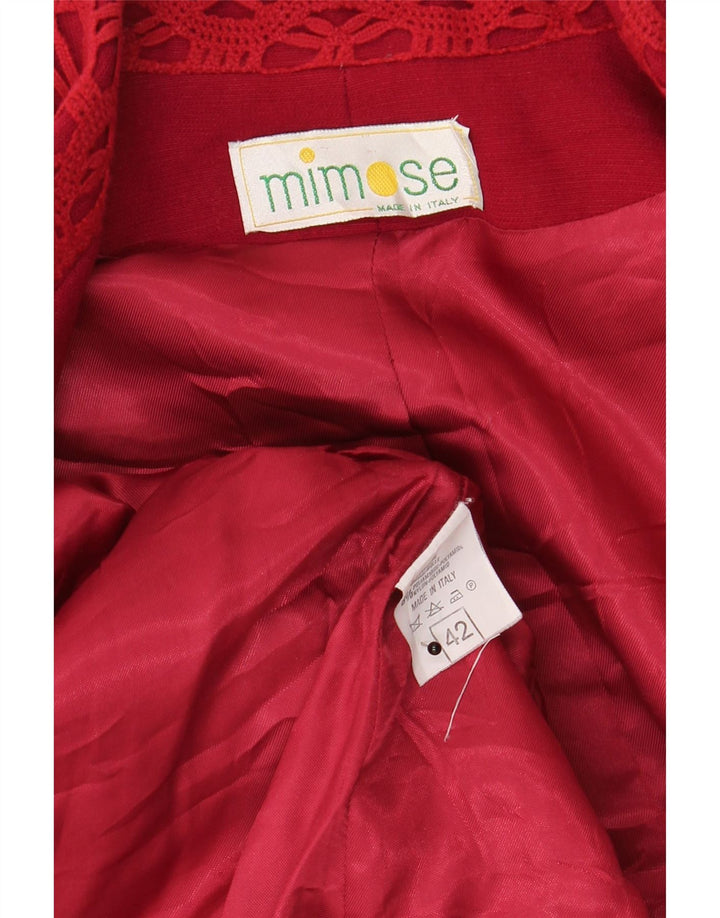 Veste Blazer Double Boutonnage Femme Vintage IT 42 Laine Bordeaux Moyenne