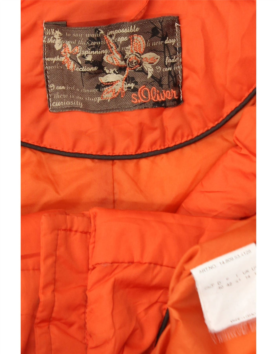 S.OLIVER Gilet rembourré à capuche pour femme UK 14 Orange moyen Polyester
