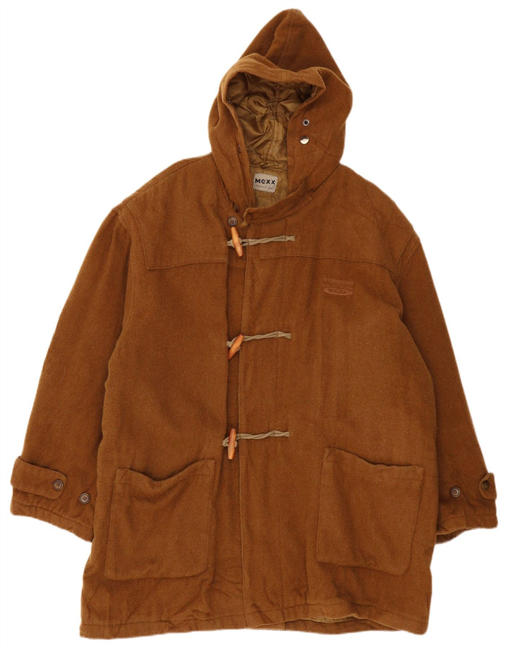 MEXX Duffle-coat à capuche coupe ample pour homme UK 36 laine marron moyen