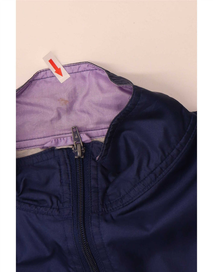 vintage Mens Survêtement Top Veste Grand Bleu Marine Colourblock Polyamide