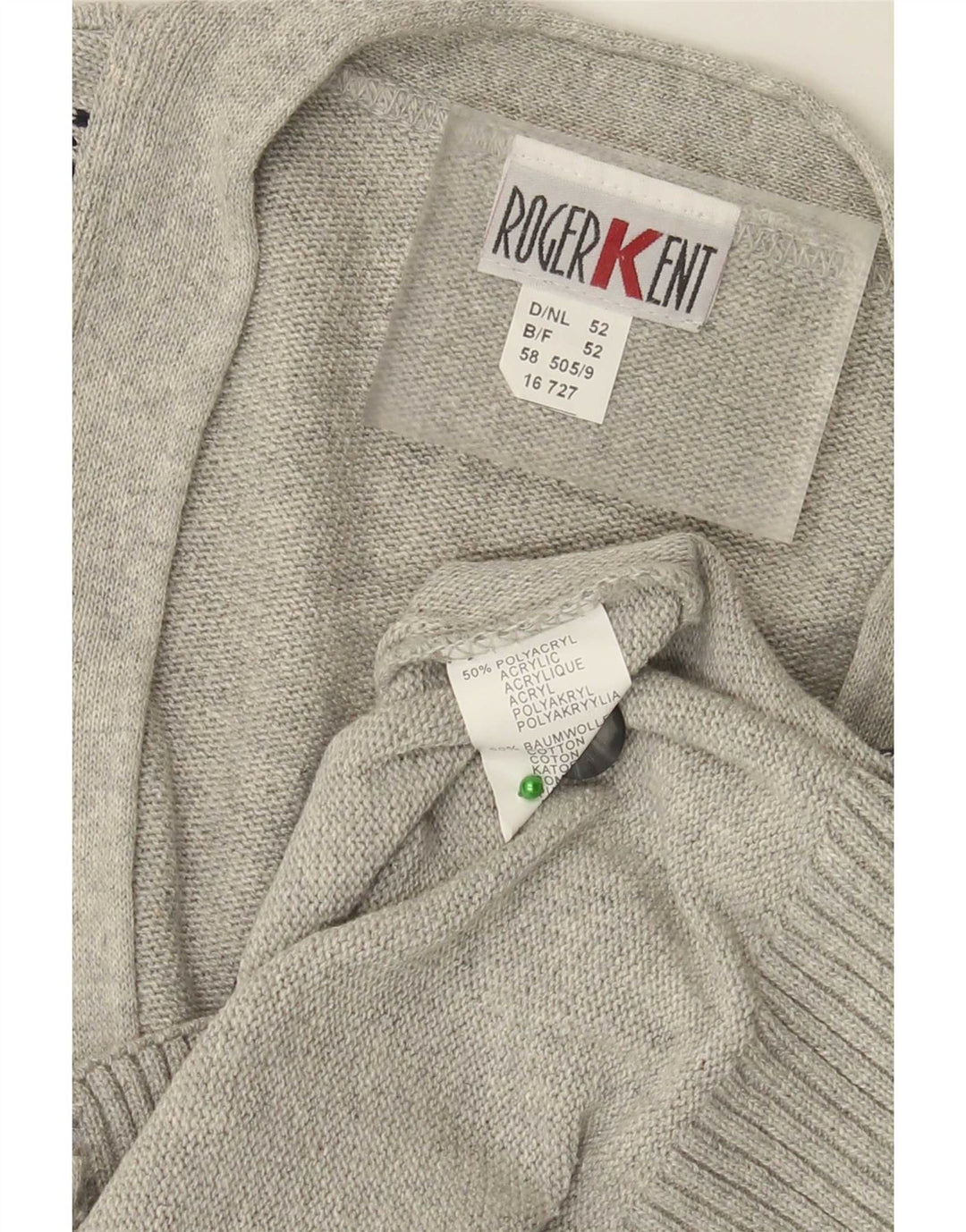 Roger Kent Cardigan pour homme IT 52 Large Gris Argyle/Diamant