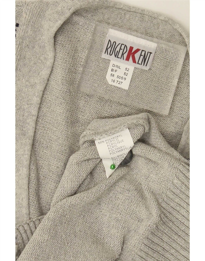 Roger Kent Cardigan pour homme IT 52 Large Gris Argyle/Diamant