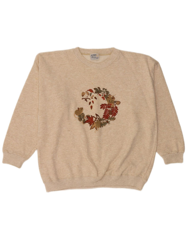 Acorn Womens Graphic Sweatshirt Jumper UK 16 Grand Beige Acrylique