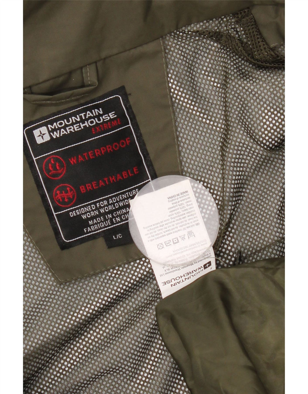 Mountain Warehouse Veste de pluie à capuche pour homme UK 40 Large Kaki Nylon