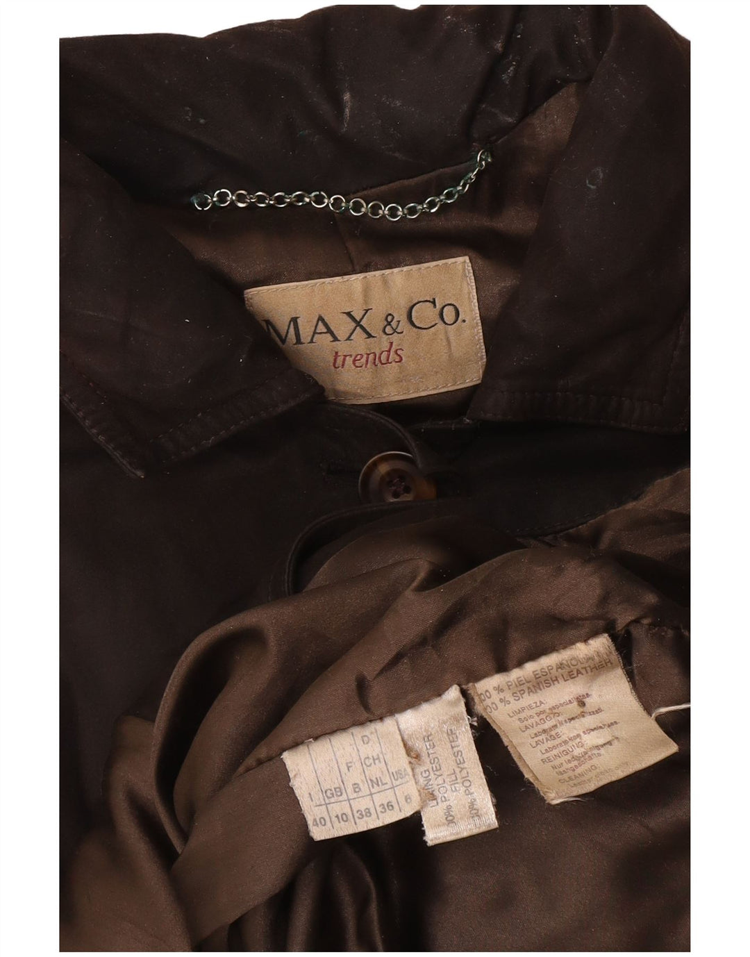 Max & Co. Veste en daim surdimensionnée pour femme UK 10 Petit cuir marron