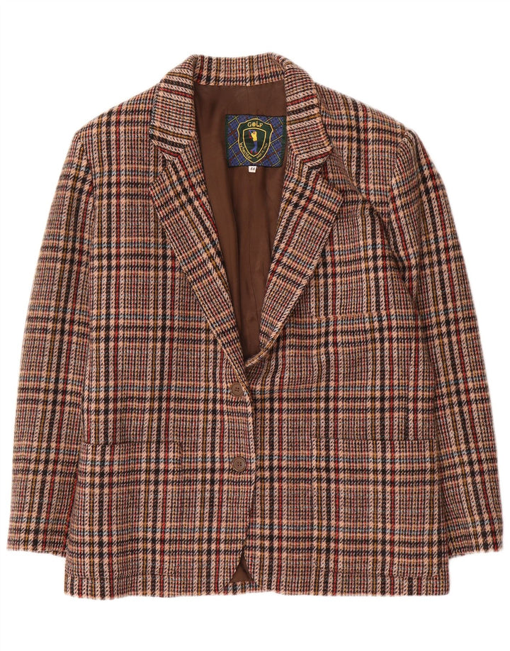 Vintage Blazer 2 boutons pour femme IT 44 Laine pied-de-poule marron moyen