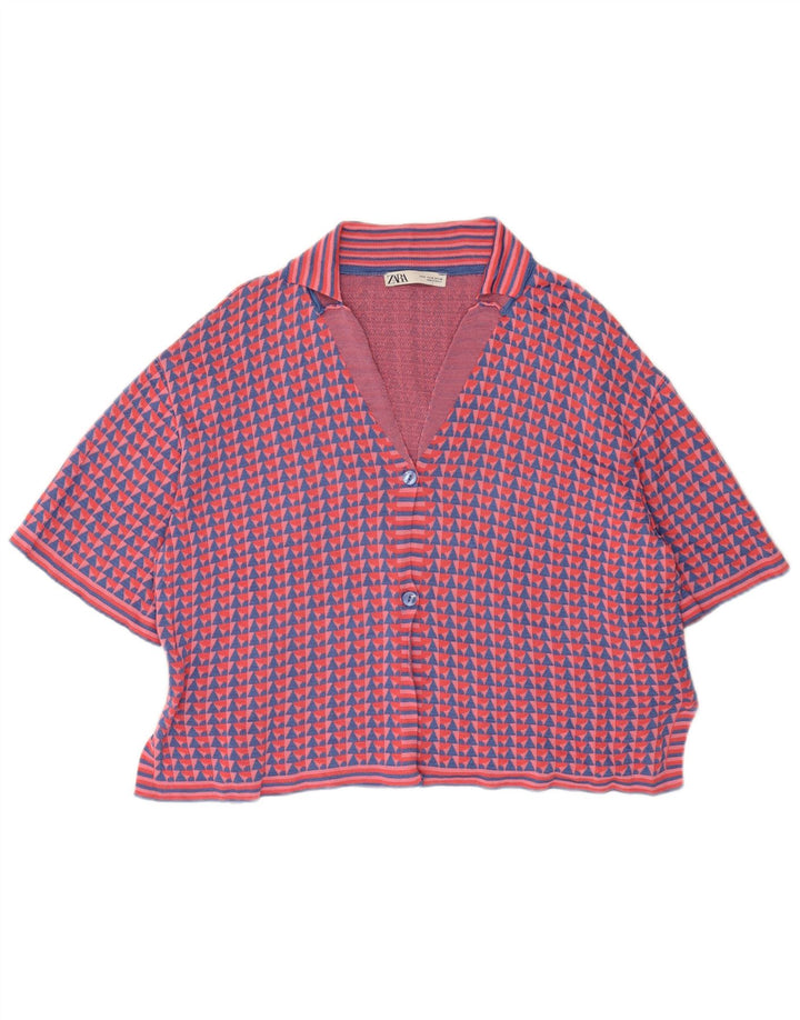 Zara Cardigan à manches courtes pour femme UK 14 Medium Multicolore