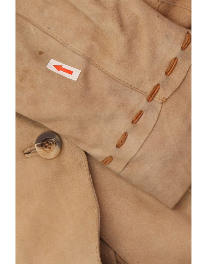 manteau en cuir suédé femme vintage UK 12 cuir beige moyen