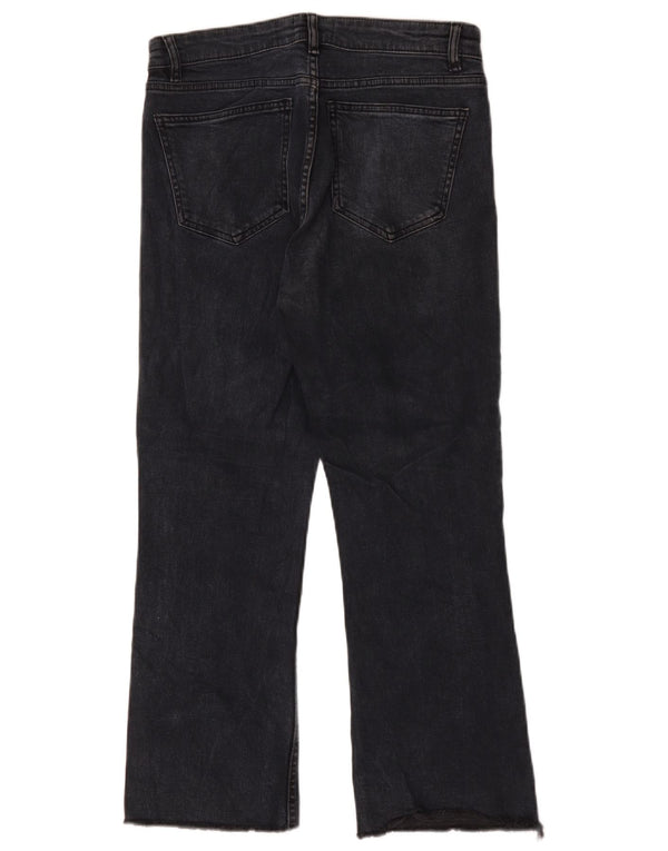 Zara Jean bootcut court taille haute pour femme EU 40 Medium W30 L25 Noir
