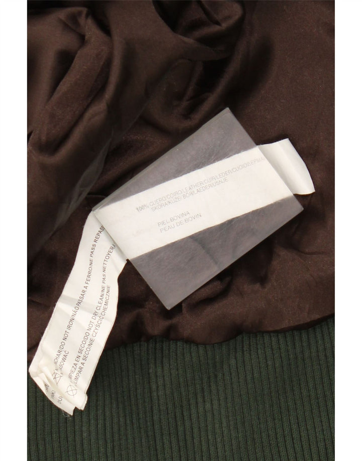 Bershka Veste en cuir bomber pour femme UK 12 Cuir marron moyen
