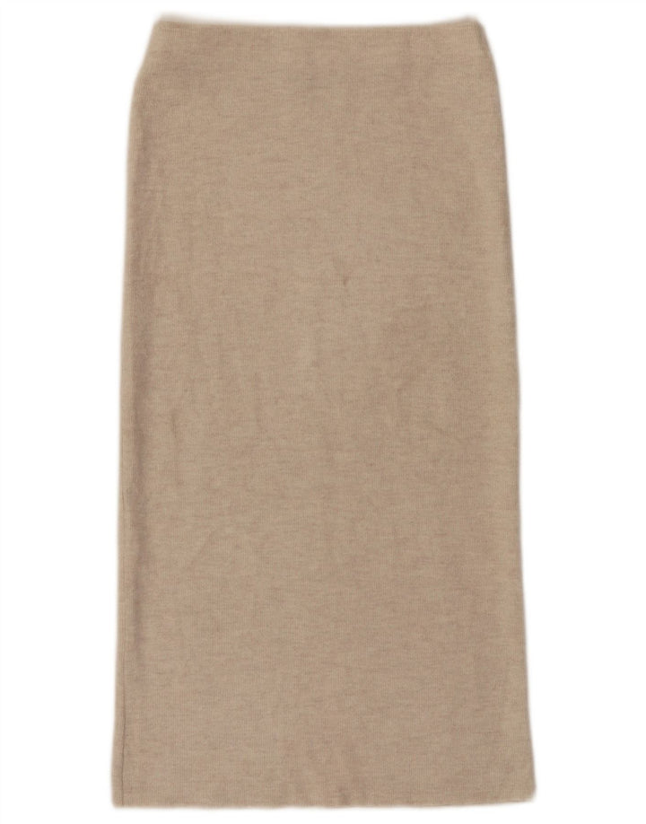 Zara Femme Jupe Midi Taille Haute Petit W26 Beige Polyester