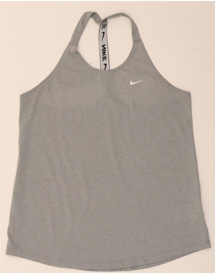 Nike Womens Dri Fit Graphic Débardeur UK 14 Large Gris Polyester