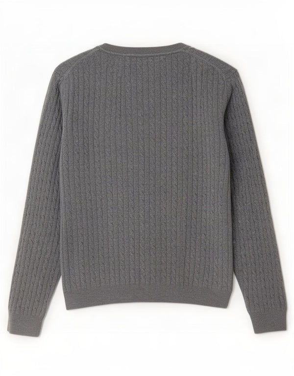 Tommy Hilfiger Womens V-Neck Jumper Sweater UK 16 Large Grey Cotton