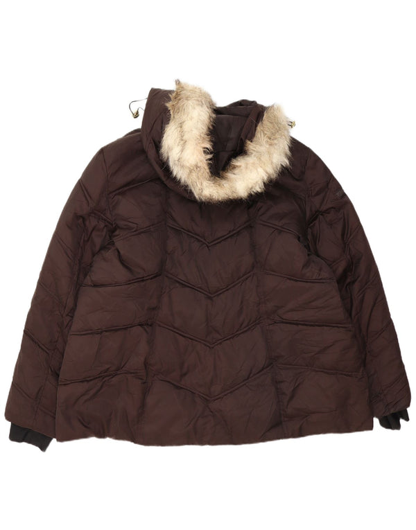 Nautica Veste matelassée à capuche pour femme UK 20 2XL Marron Polyester