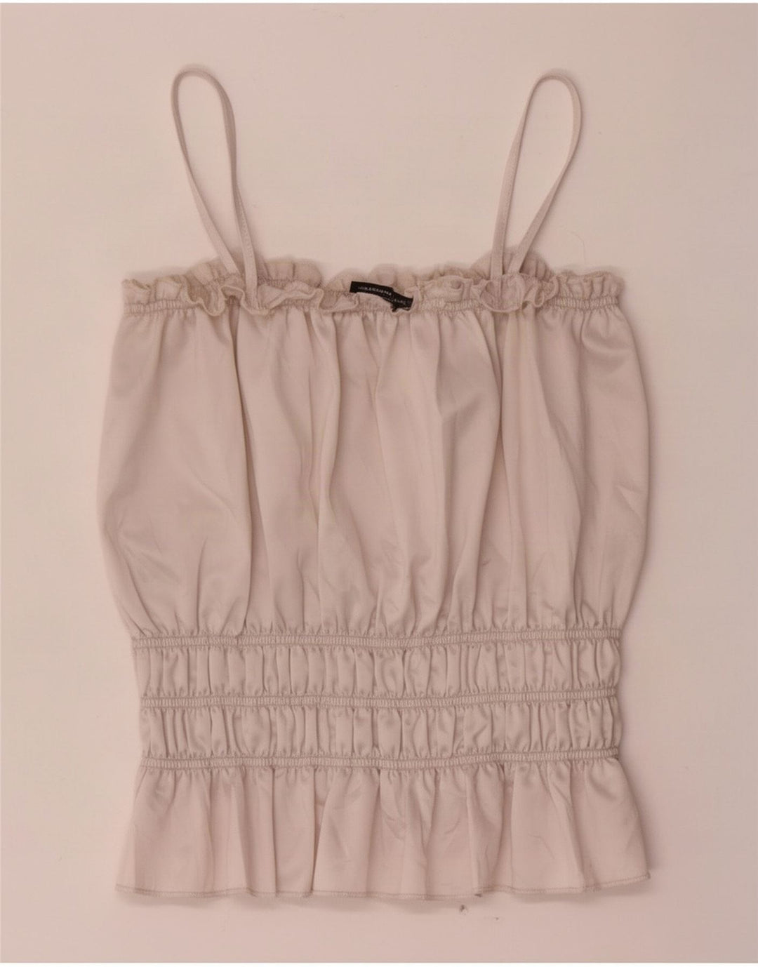 Zara Womens Crop Cami Top UK 12 Polyester Beige Moyen