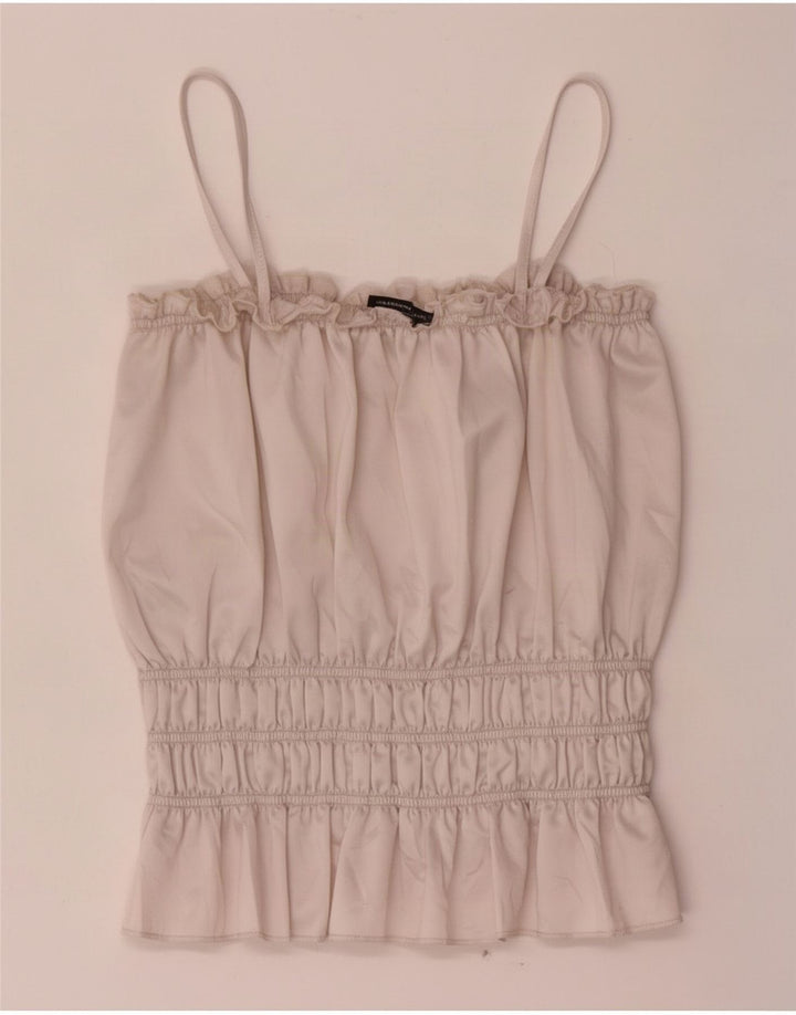 Zara Womens Crop Cami Top UK 12 Polyester Beige Moyen