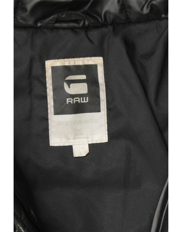 G-STAR Veste matelassée à capuche pour femme UK 16 Large Noir Polyamide