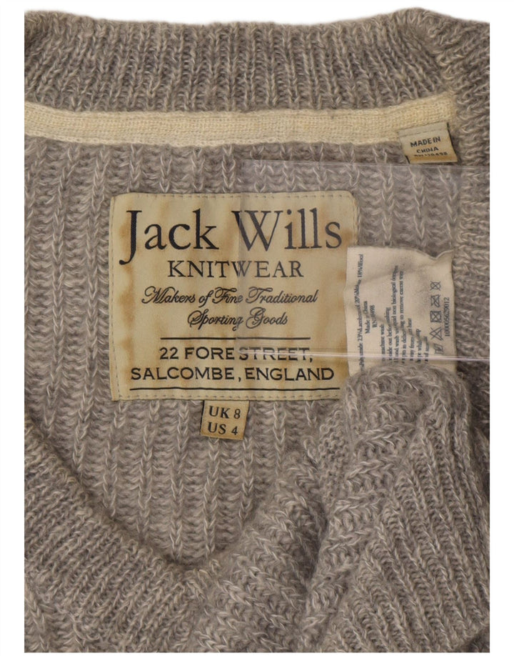 Jack Wills Pull col en V pour femme UK 8 Petit Gris Polyester