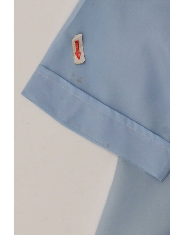 vintage Femme Chemise à manches courtes Blouse UK 14 Polyester Bleu Moyen
