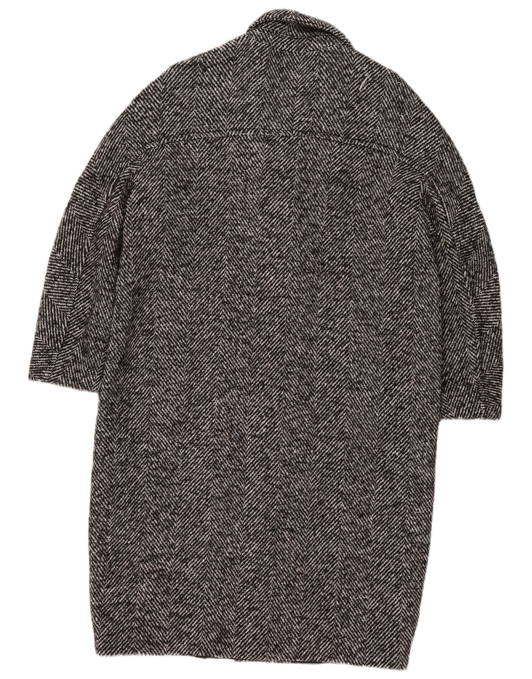 Zara Pardessus à manches 3/4 pour femme UK 14 en coton à chevrons noir moyen