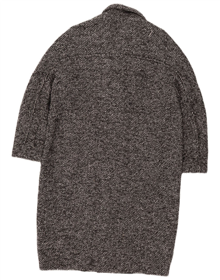Zara Pardessus à manches 3/4 pour femme UK 14 en coton à chevrons noir moyen