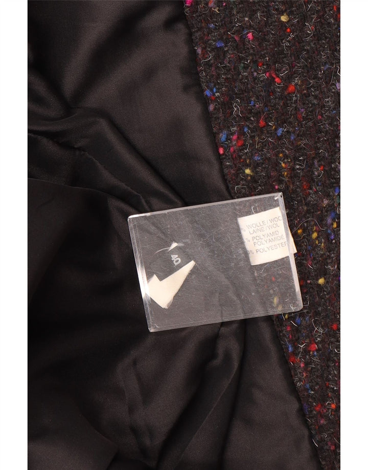 VINTAGE Manteau surdimensionné femme EU 40 Laine mouchetée gris moyen