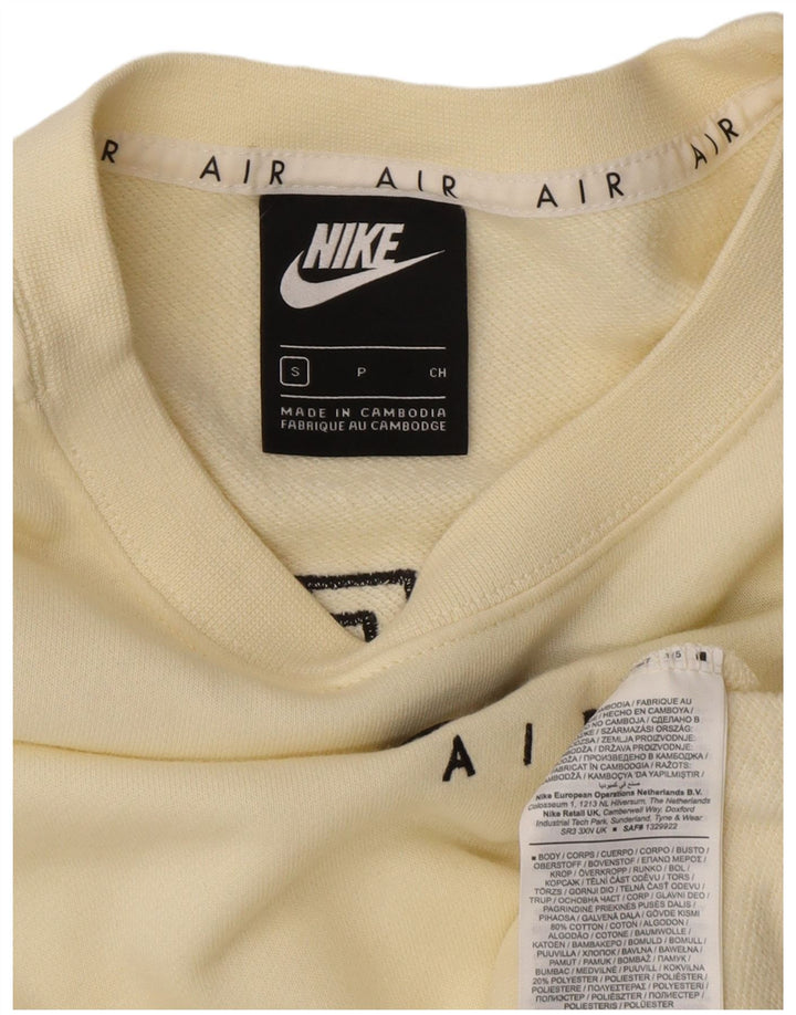 NIKE Sweat-shirt court graphique pour femme UK 10 Petit coton blanc cassé