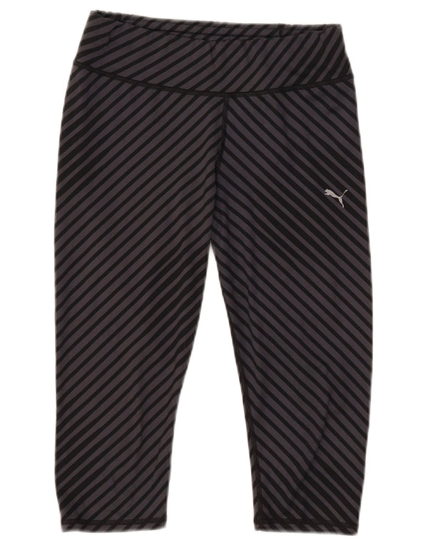 Puma Legging Capri Femme UK 42 Polyester Rayé Gris Moyen
