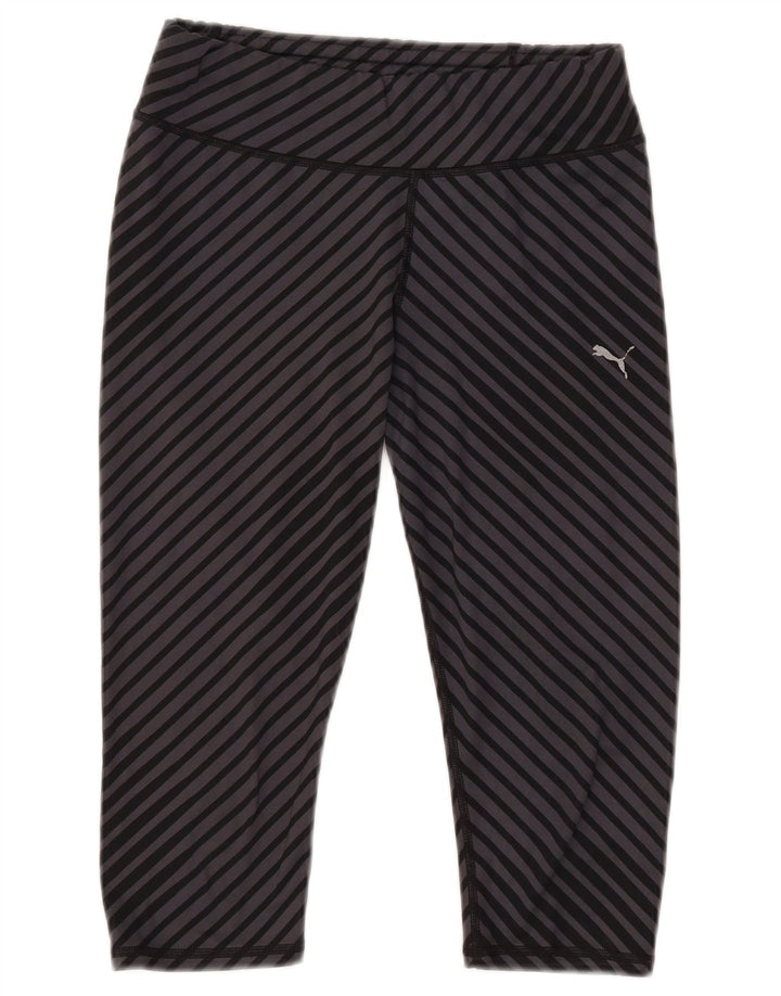 Puma Legging Capri Femme UK 42 Polyester Rayé Gris Moyen