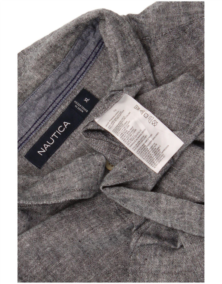 Chemise Homme Nautica XL Lin Gris Moucheté
