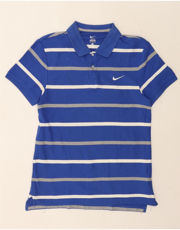 NIKE Polo Homme Grand Bleu Rayé Coton
