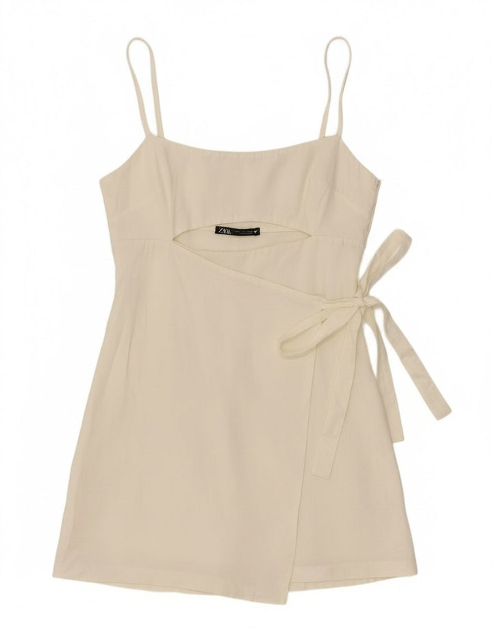 Zara Tunique à nouer sur le devant pour femme UK 12 Lyocell blanc moyen