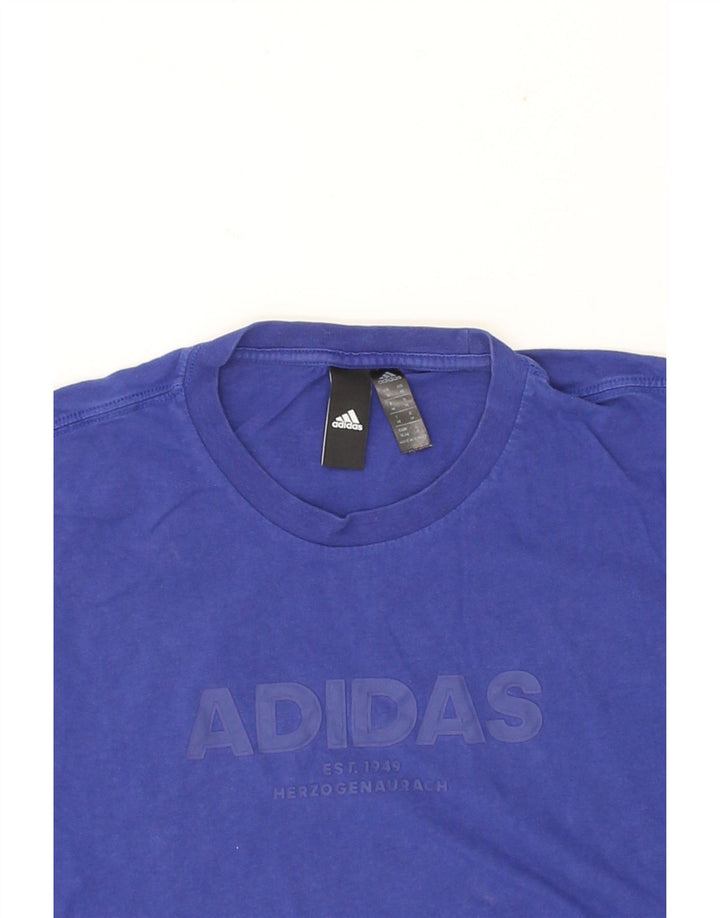 ADIDAS Mens Graphic T-Shirt Top Medium Blue Cotton Vintage Adidas and Second-Hand Adidas from Messina Hembry 