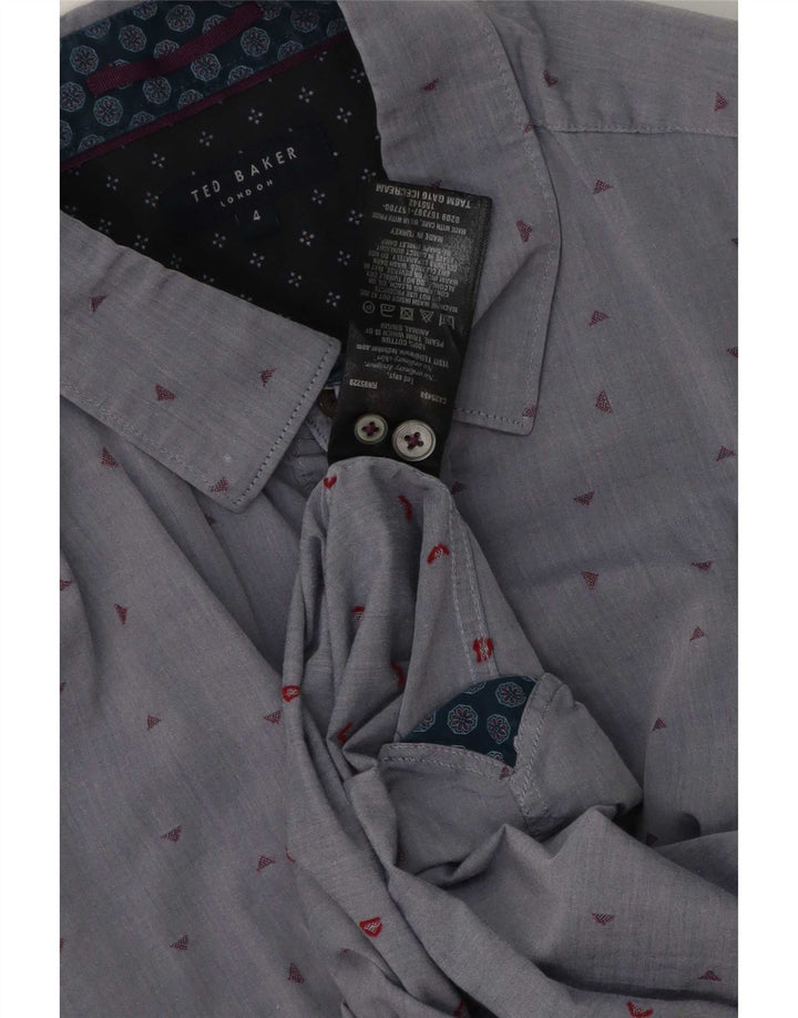Ted Baker Chemise à motif abstrait pour homme Taille 4 Grand Coton Gris