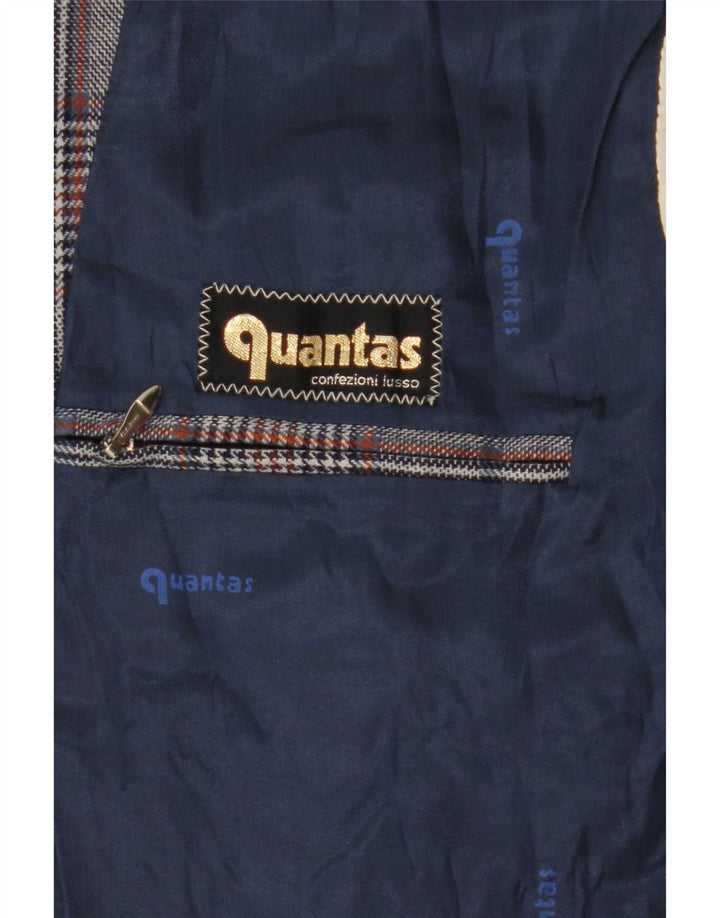 Quantas Veste blazer longue pour femme UK 14 Bleu moyen pied-de-poule