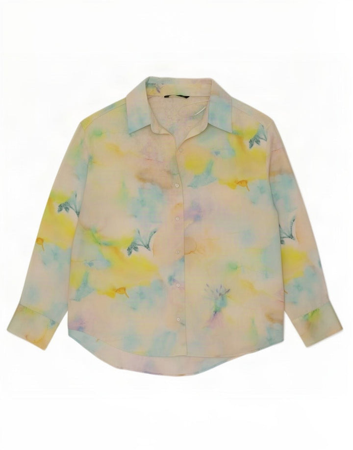 Zara Chemise Femme UK 16 Large Multicolore Tie Dye Polyester
