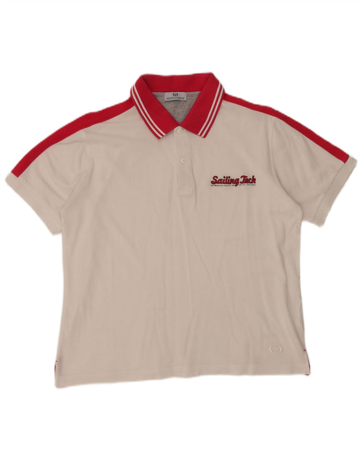 SERGIO TACCHINI Polo Homme Grand Blanc Colorblock Coton