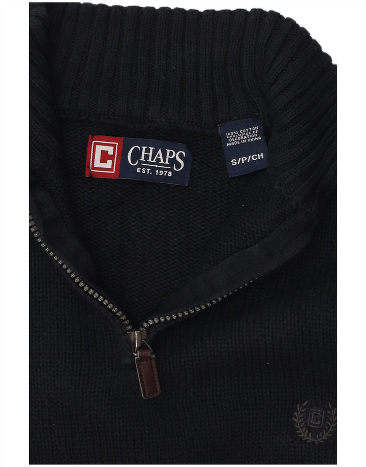 CHAPS Pull Col Zippé Homme Petit Bleu Marine Coton
