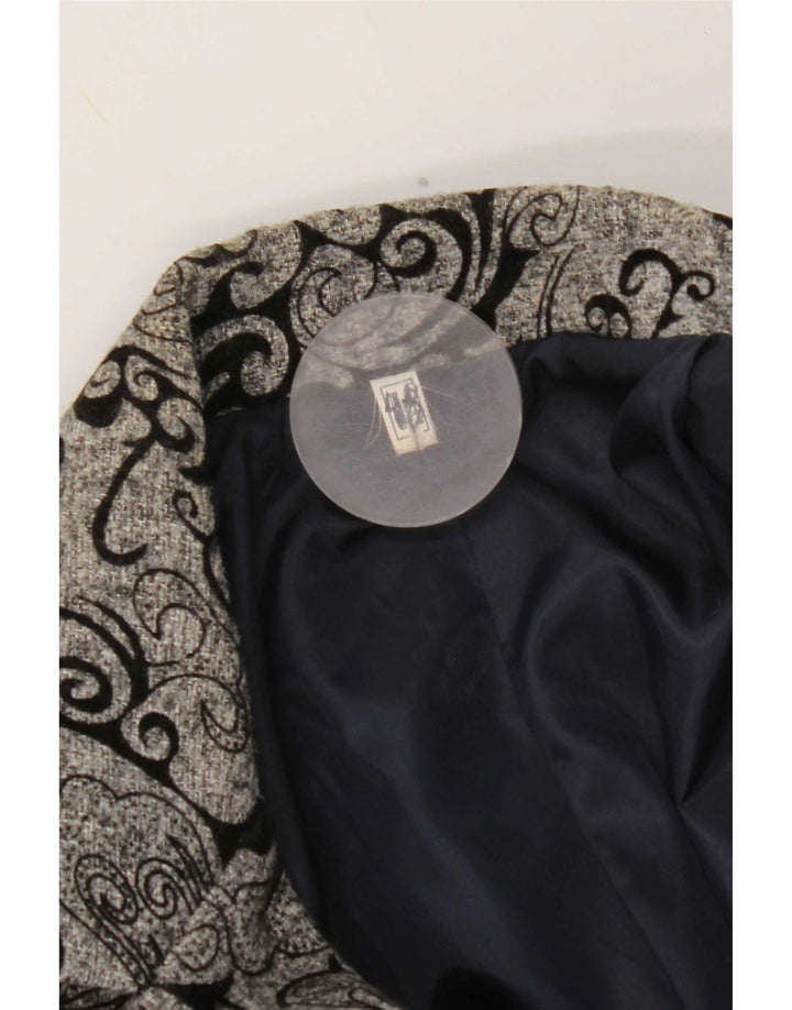vintage Femme 3 Bouton Blazer Veste IT 48 XL Gris Paisley