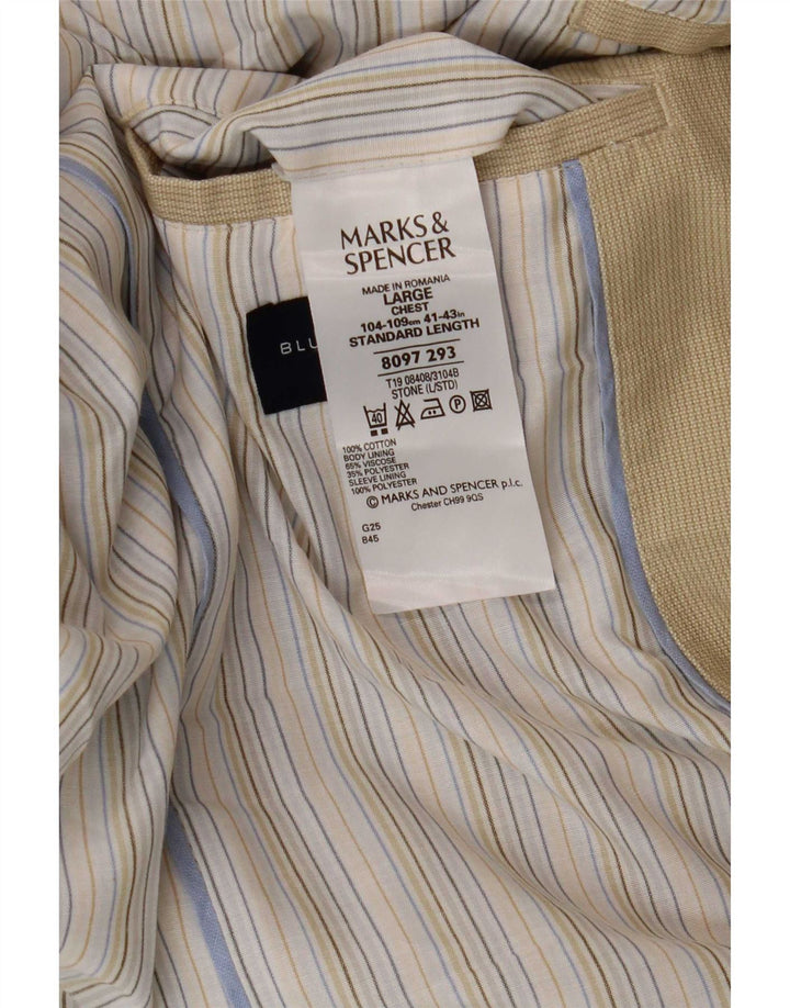 Marks & Spencer Veste blazer à 3 boutons Blue Harbour pour homme UK 40 Large Beige