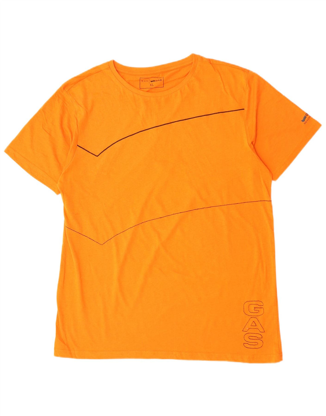 GAS T-Shirt Graphique Homme Haut XL Orange Coton