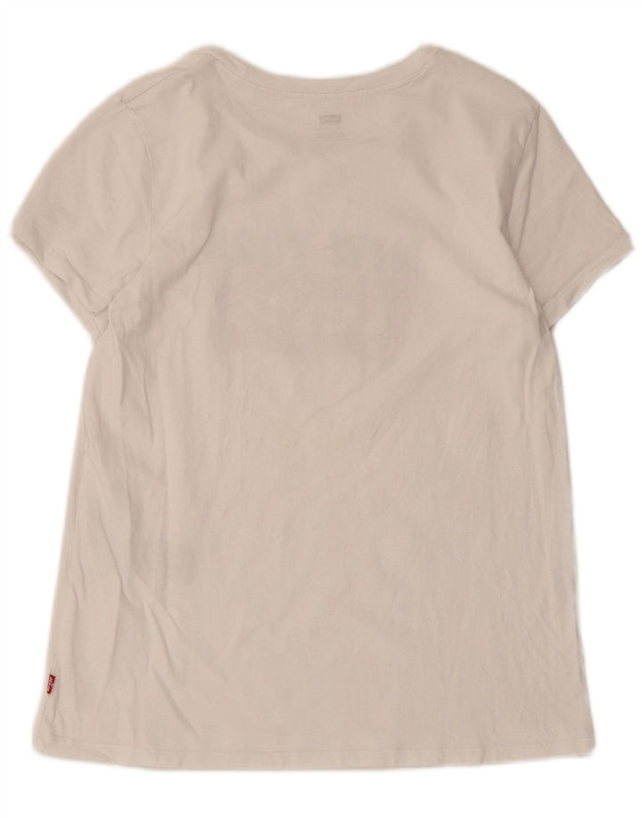 Levi's T-Shirt Graphique Femme UK 12 Coton Blanc Moyen