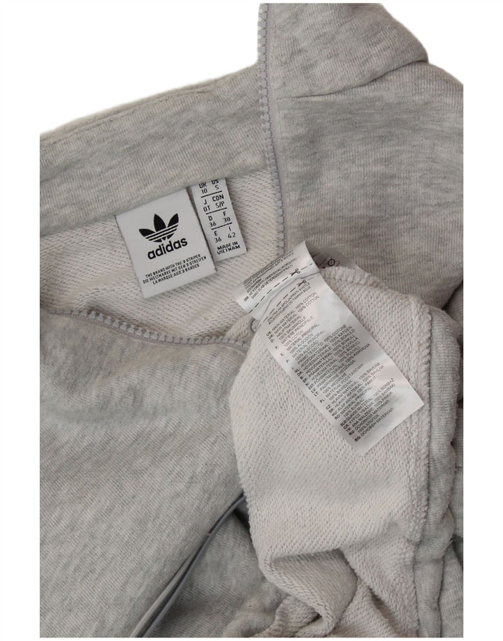 ADIDAS Sweat-shirt court surdimensionné pour femme UK 10 Petit Gris