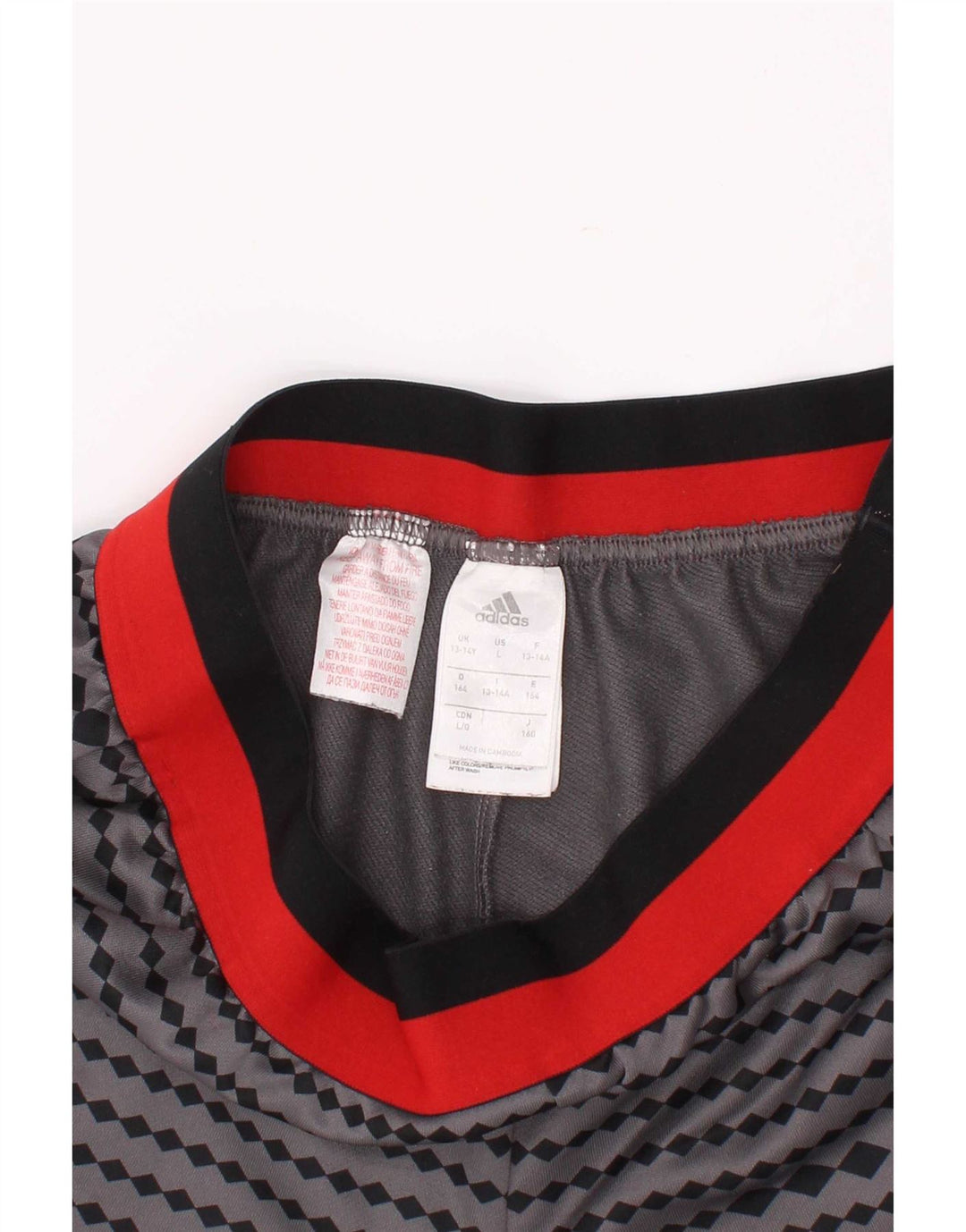 Adidas Short de Sport Garçon 13-14 Ans Gris Géométrique Polyester