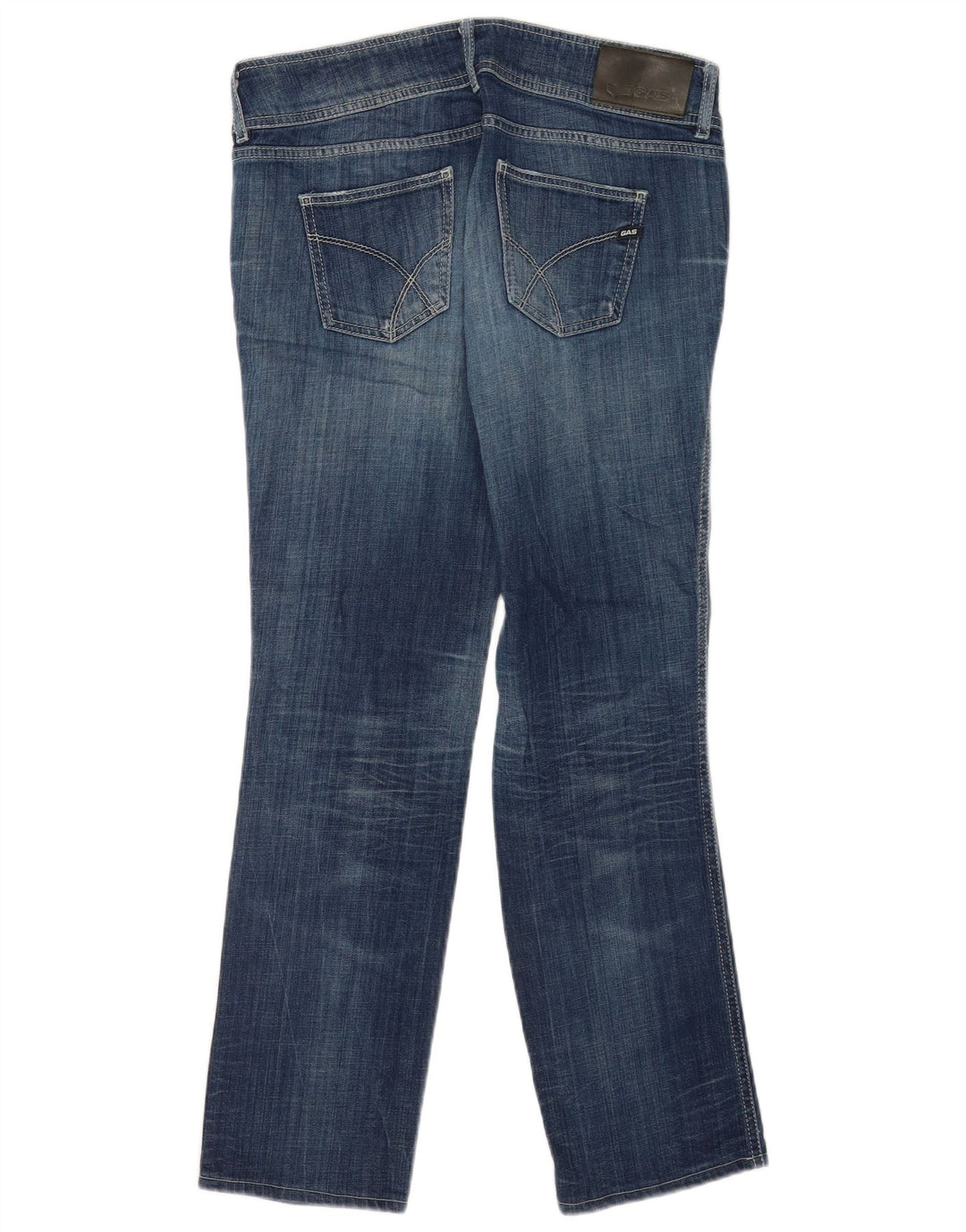 Gas Jean droit femme effet vieilli W32 L30 bleu coton