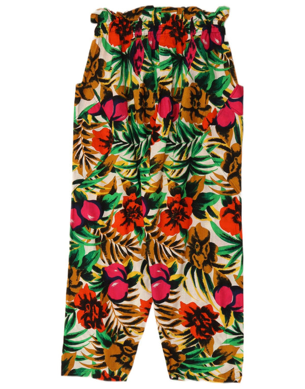 Pantalon court taille haute femme vintage W26 L23 Floral multicolore