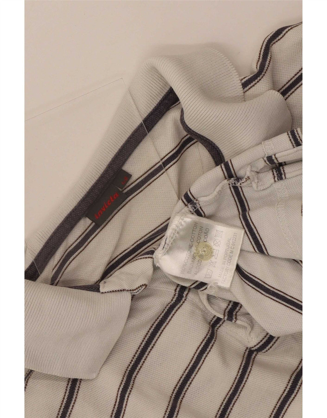 Invicta Polo Homme IT 48 Coton Rayé Blanc Moyen