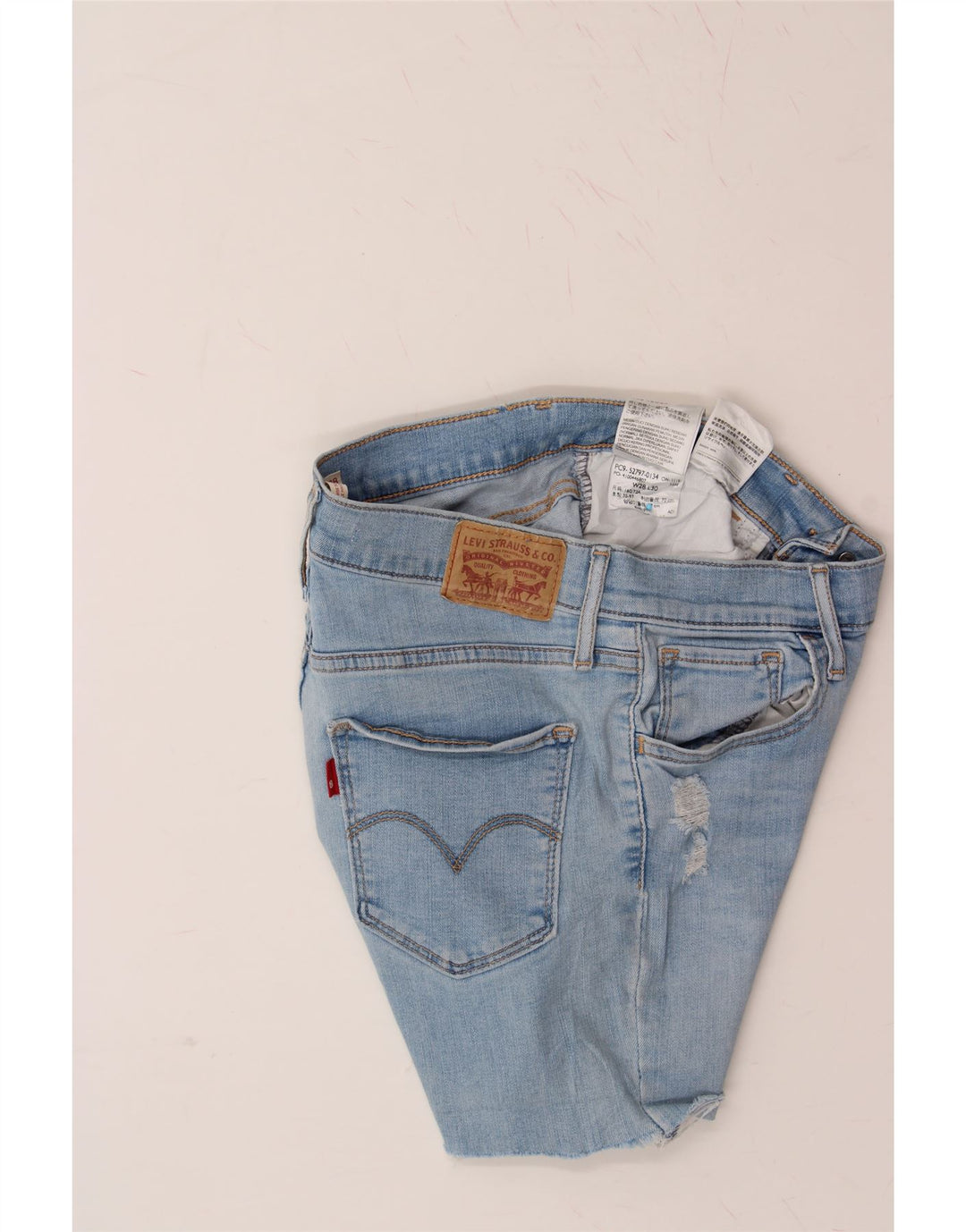 LEVI'S Womens 720 Distressed Denim Shorts W28 Medium Blue Cotton Vintage Levi's and Second-Hand Levi's from Messina Hembry 